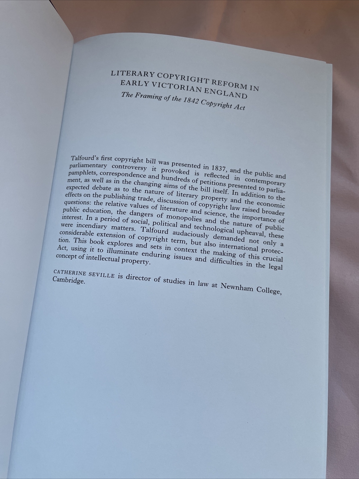Literary Copyright Reform in Early Victorian England The Framing