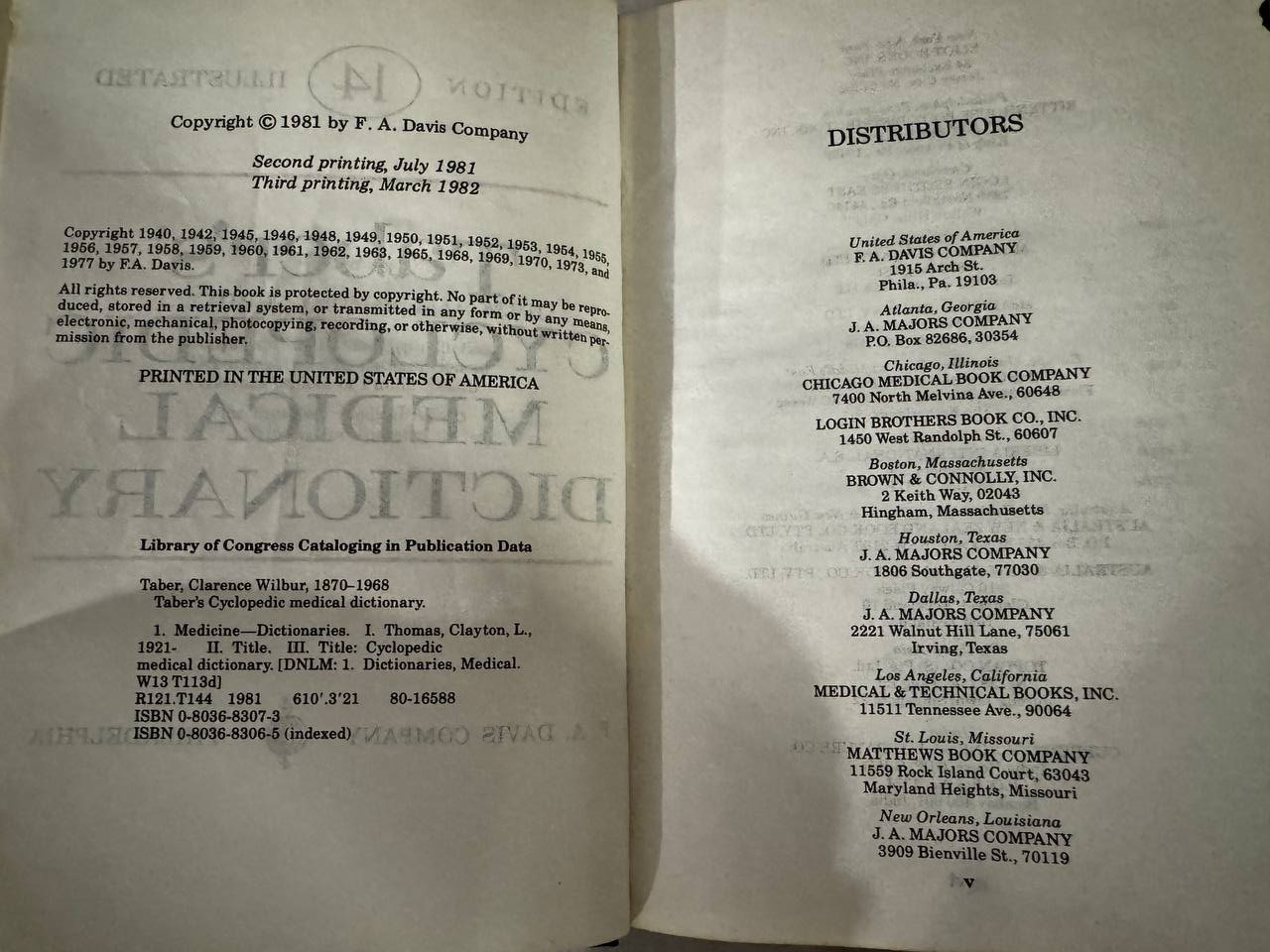 Taber’s Cycloprdic Medical Dictionary – 14th Edition – F. A. Davis Company