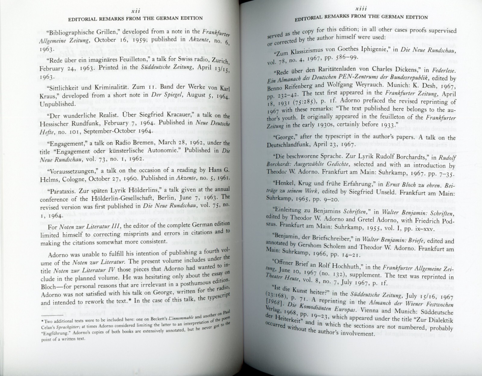 Notes to Literature Vol. 2 – Theodor W. Adorno (Paperback, 1992) VERY GOOD