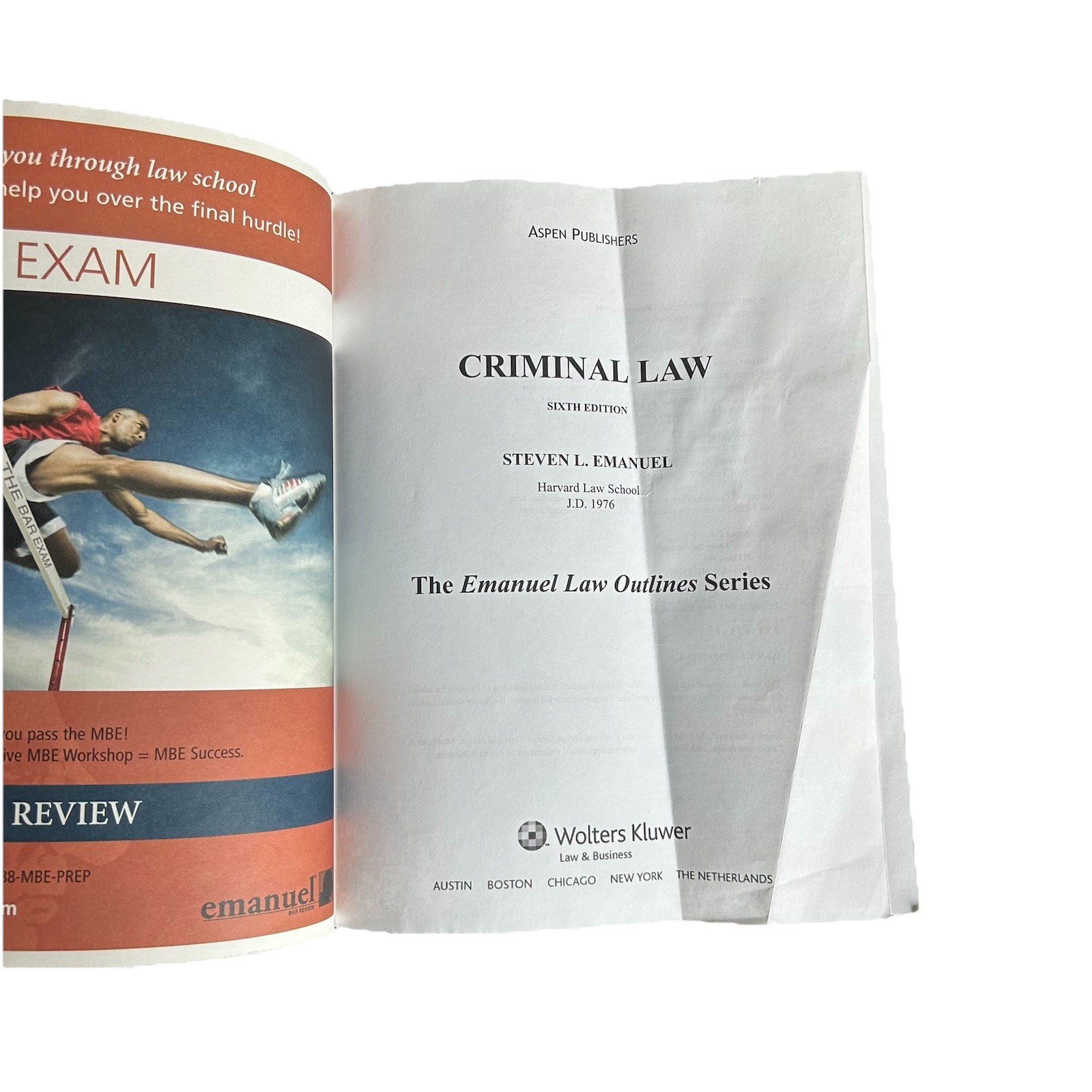 Emanuel Law Outlines: Criminal Law by Steven L. Emanuel Sixth Edition Paperback