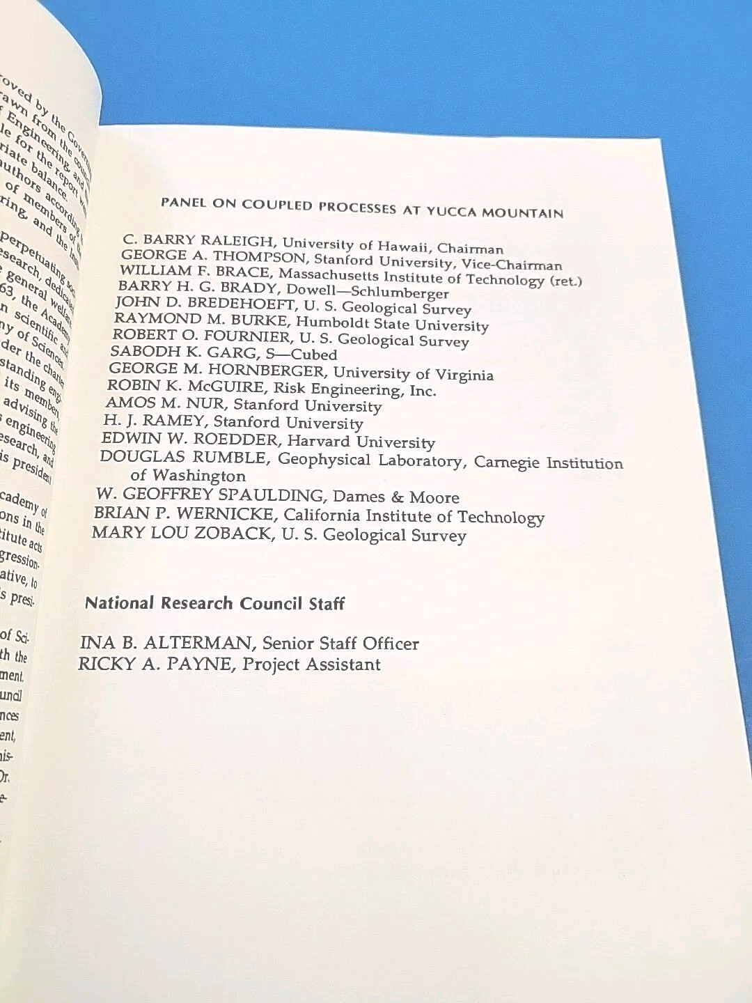 Ground Water at Yucca Mountain, 1992, 231 pp.