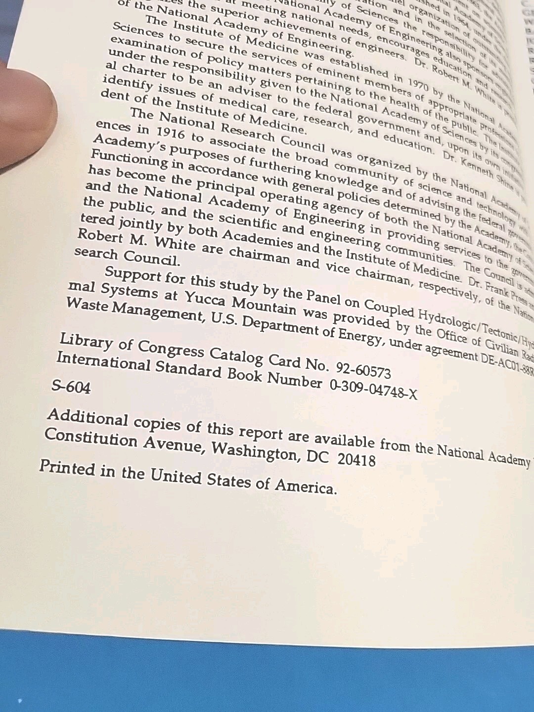 Ground Water at Yucca Mountain, 1992, 231 pp.