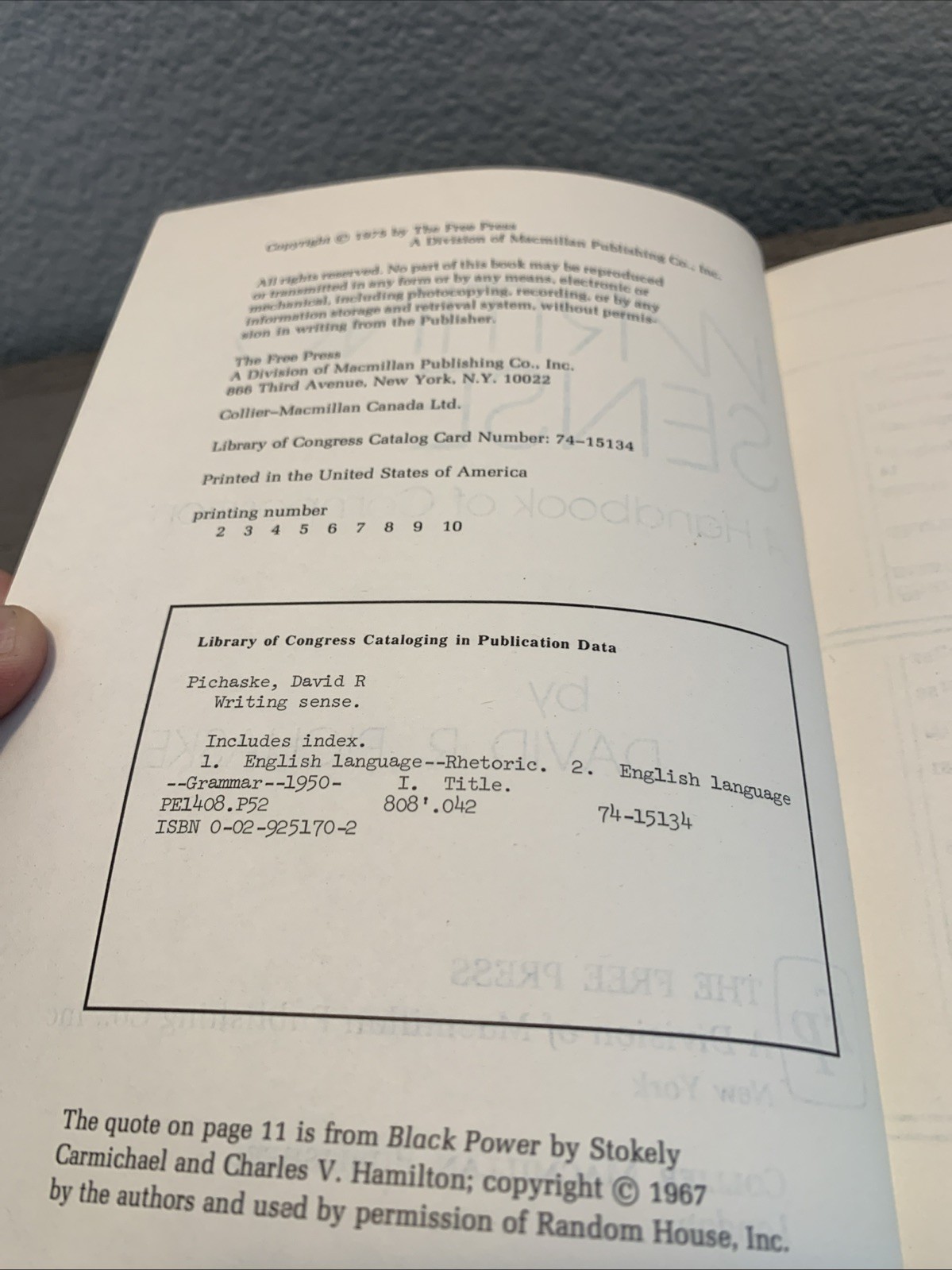 Writing Sense : A Handbook of Composition by David R. Pichaske (1975, Trade…