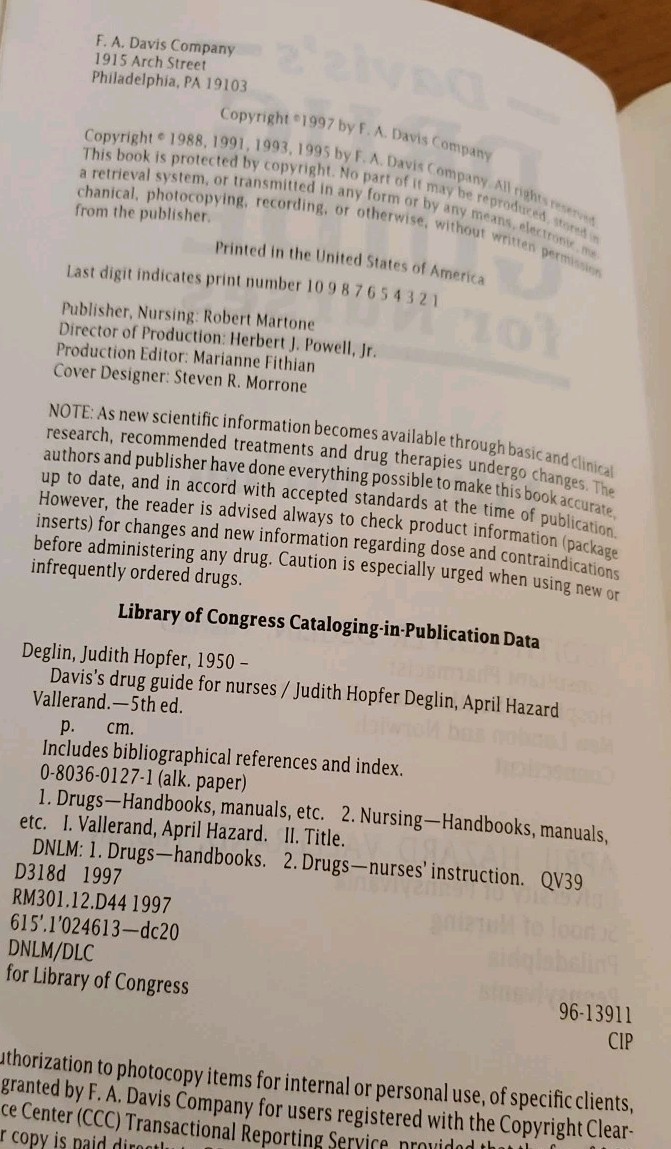 Davis’s Drug Guide for Nurses by April Hazard Vallerand and Judith H. Deglin…