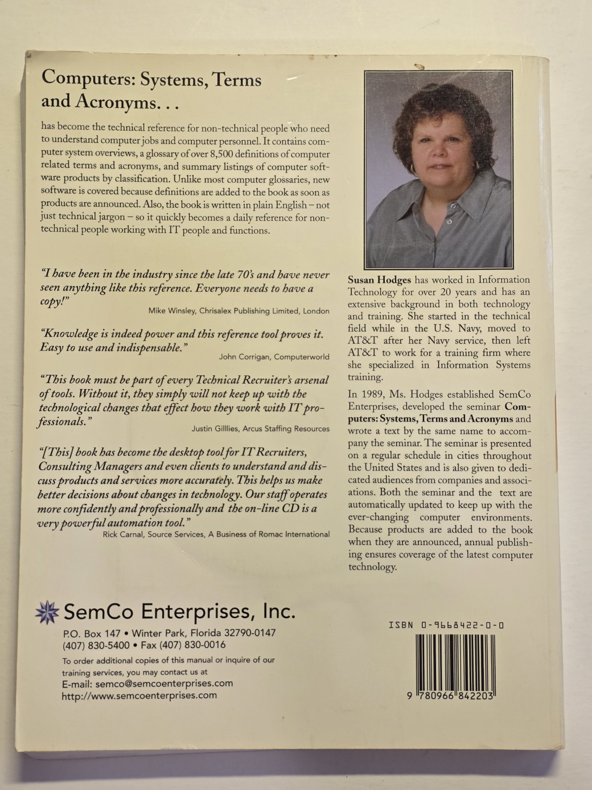 COMPUTERS SYSTEMS, TERMS, AND ACRONYMS By M. Susan. Hodges, Unused CD
