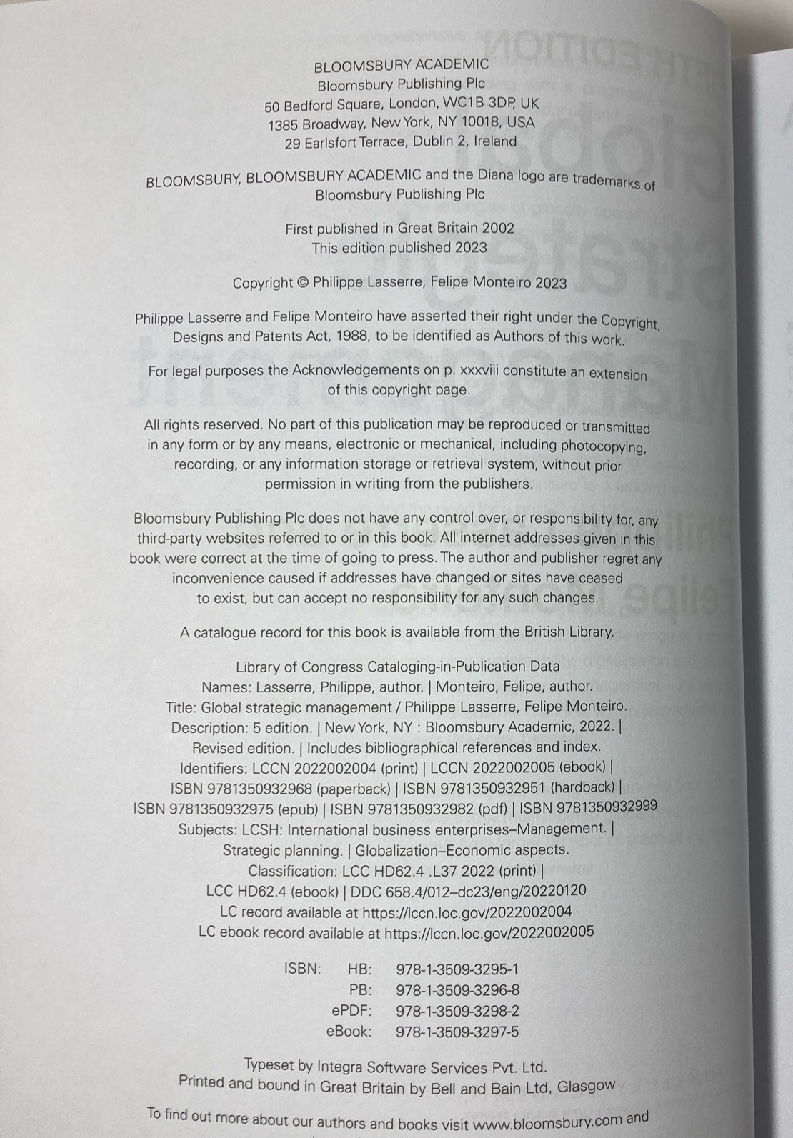 Global Strategic Management | By Philippe Lasserre and Felipe Monteiro | 2022
