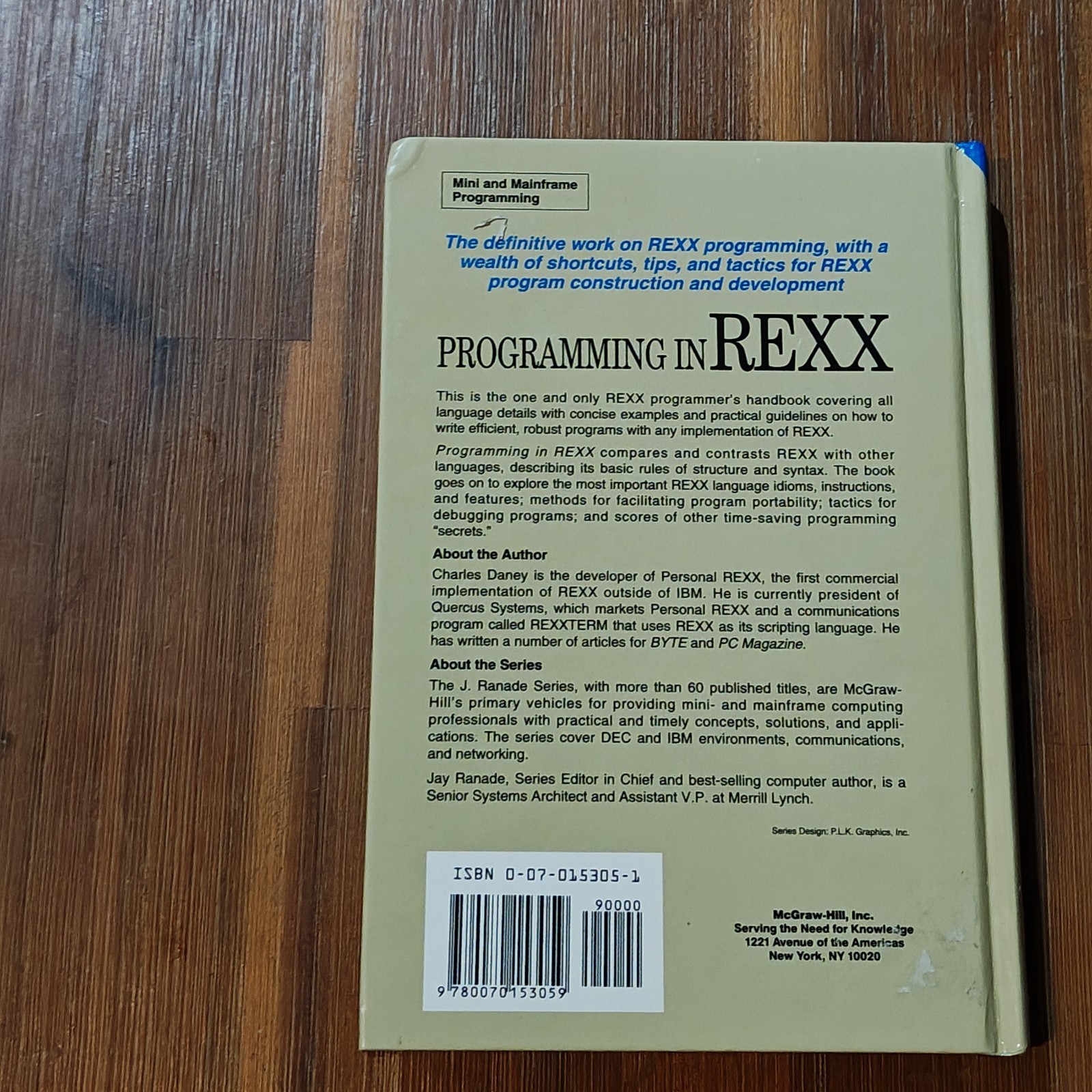 Programming in REXX Daney Charles IBM Series McGraw-Hill Mini Main 9780070153059