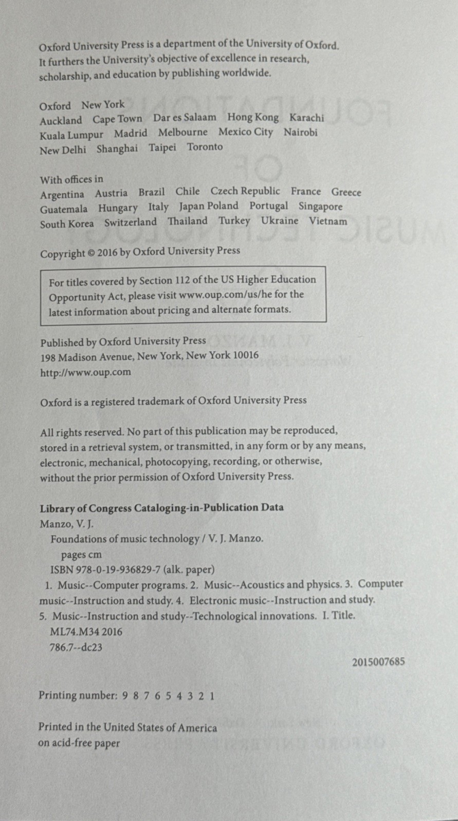 Foundations of Music Technology