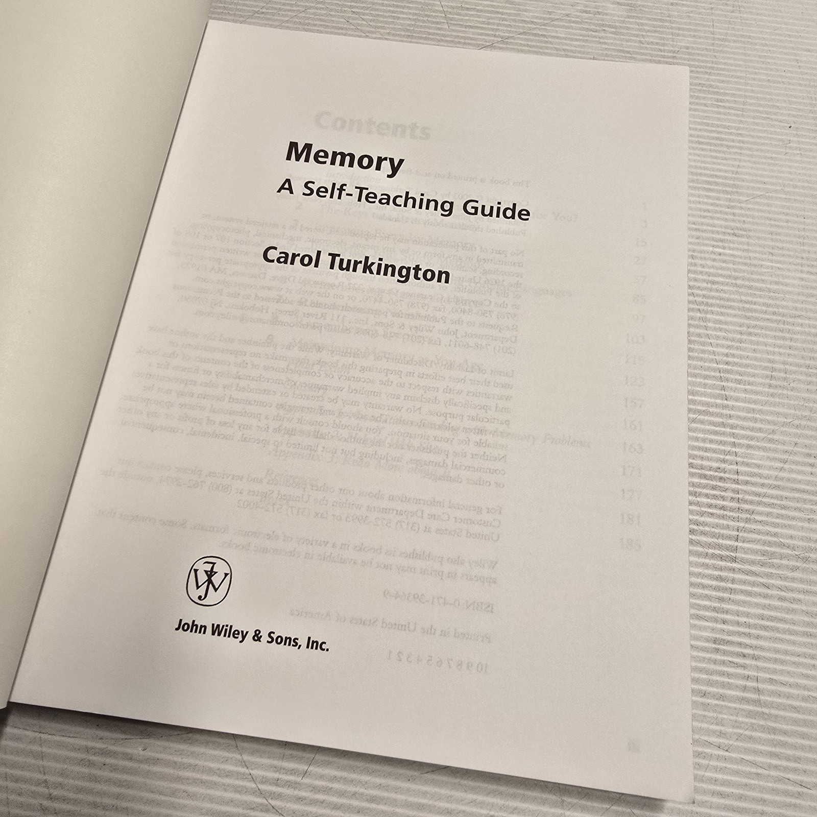Memory A Self-Teaching Guide by Carol Turkington Paperback STG Series Psychology