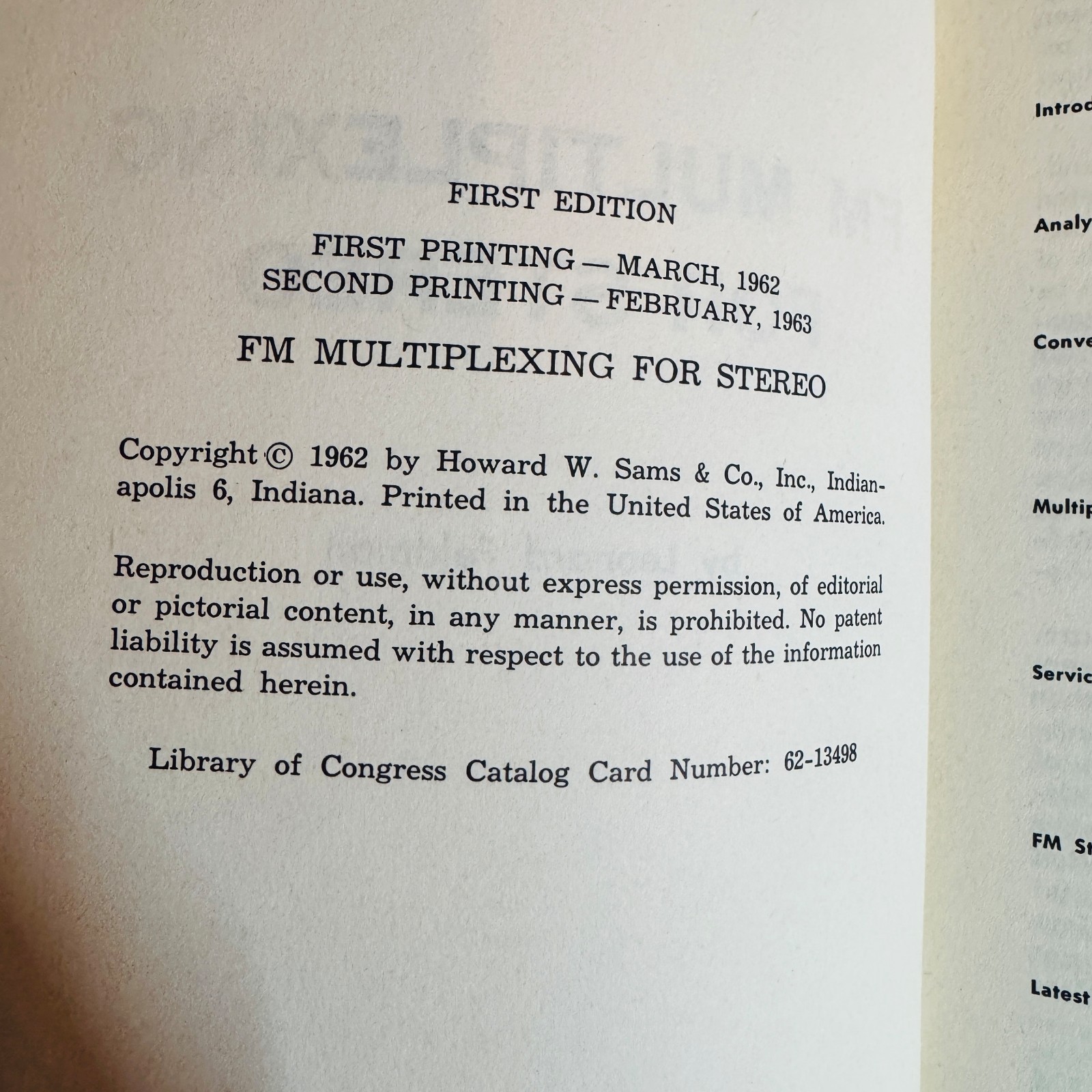 FM MULTIPLEXING FOR STEREO By Leonard Feldman, 160 Pages, 2nd Printing 1963 EX