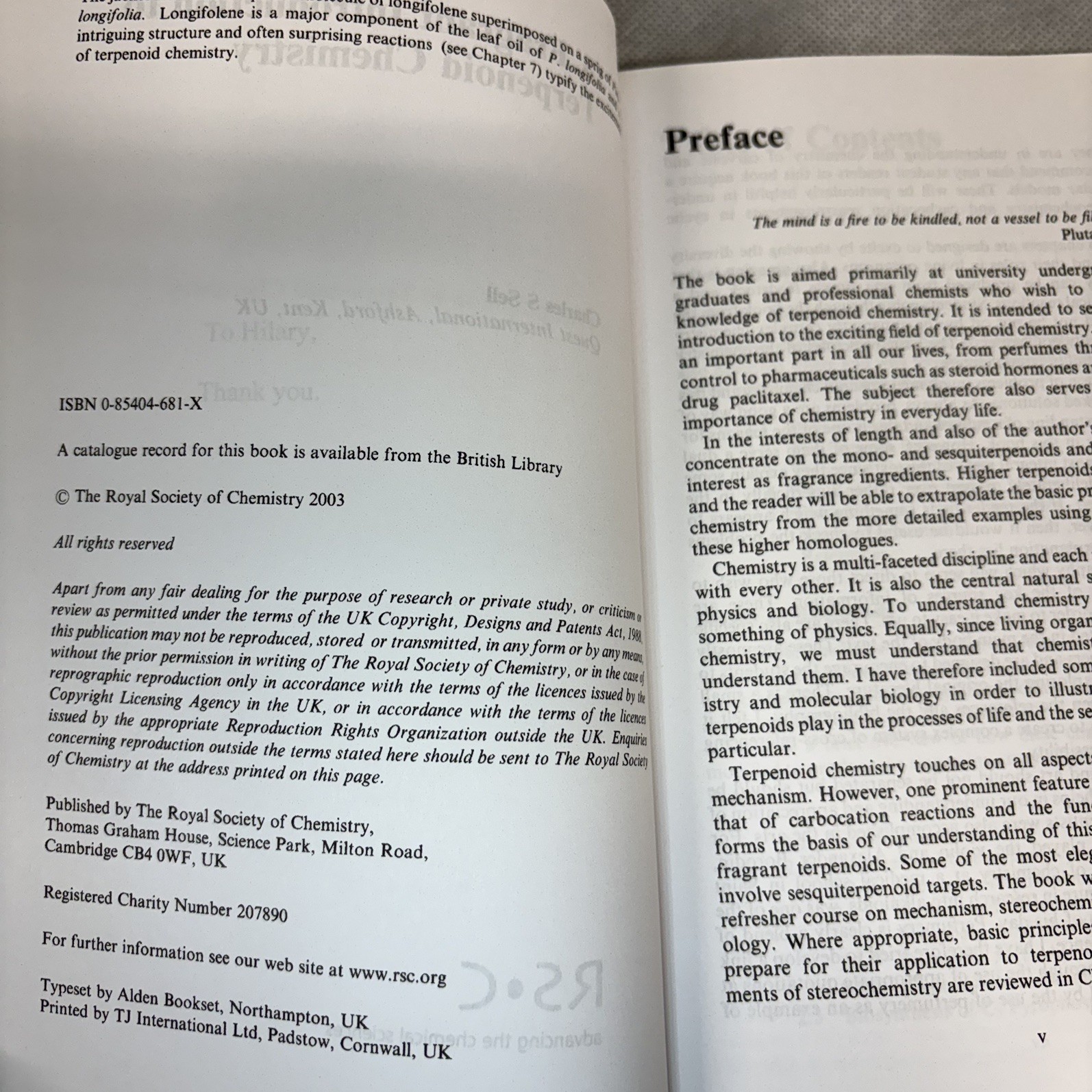 Charles S Sell Fragrant Introduction to Terpenoid Chemistry (Paperback)