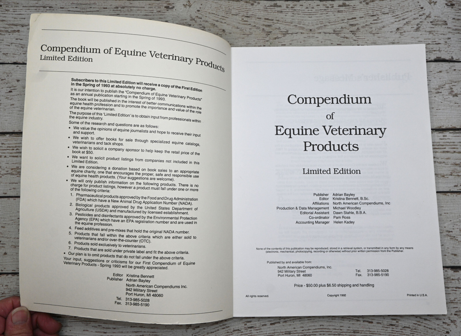 Compendium Of Equine Veterinary Products Limited Edition 1992