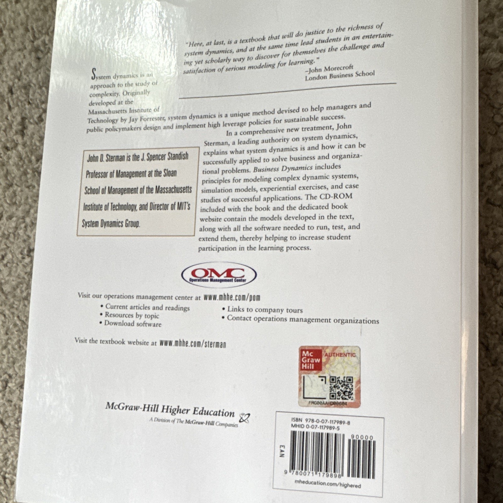 McGraw-Hill Business Dynamics 2000 Int’l Ed PB + CD-ROM Sterman