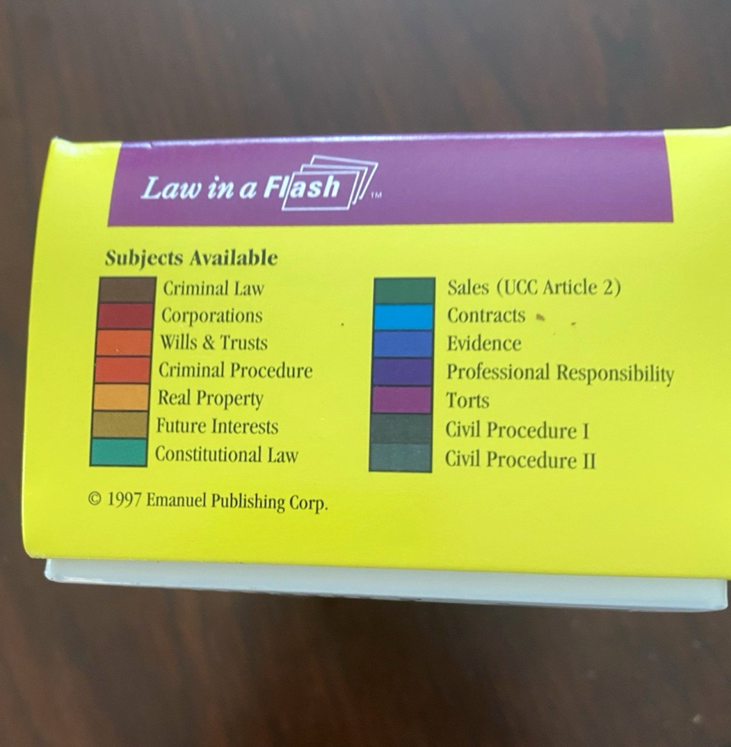 Law in a Flash Cards Torts Emanuel publishing 1997 Study Aid