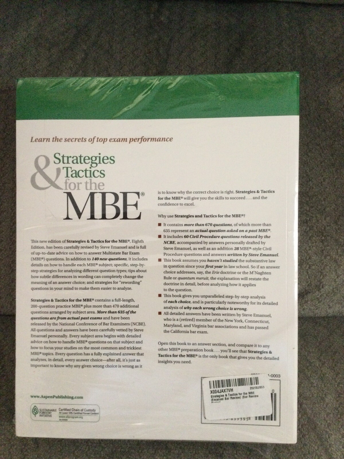 New Strategies & Tactics For The MBE, Eighth Edition, Steven L. Emanuel
