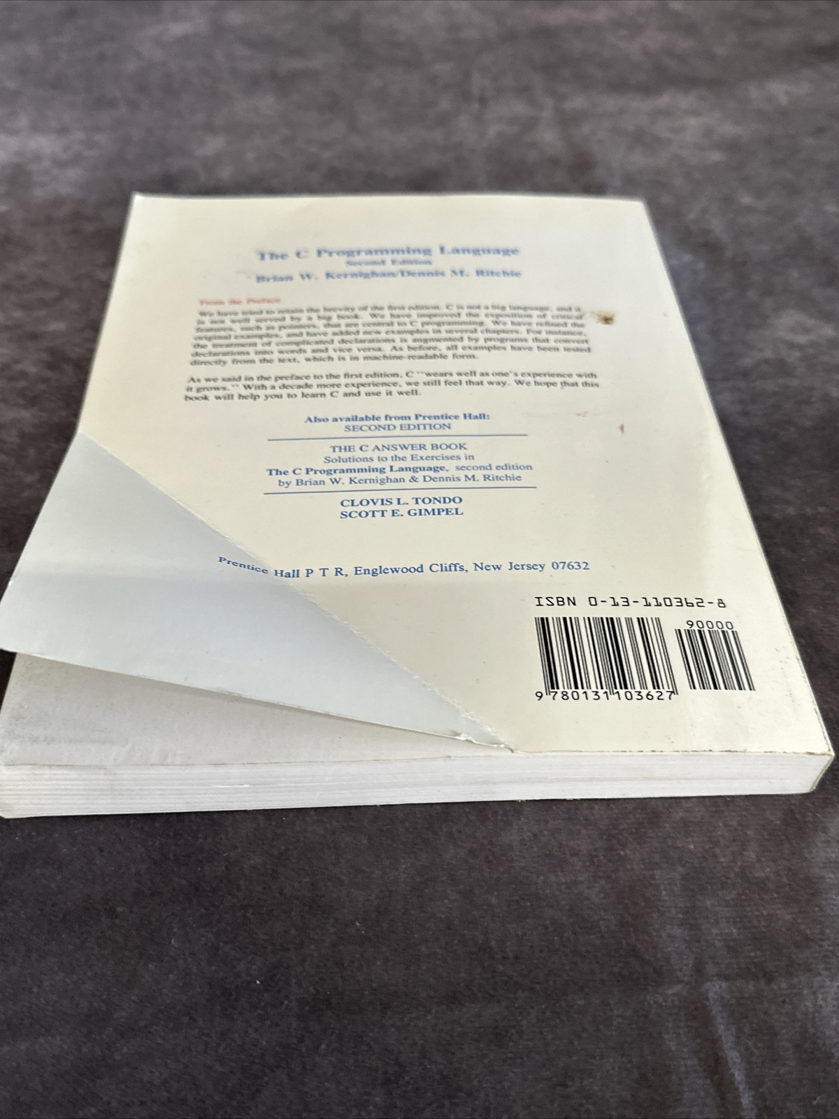 C Programming Language, 2nd – Paperback, by Brian W. Kernighan – Acceptable