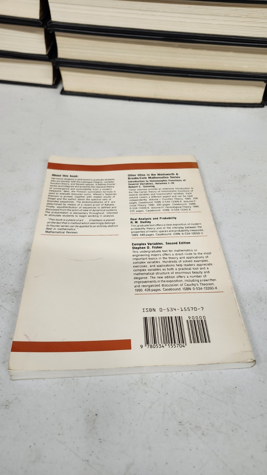Wadsworth & Brooks/Cole Mathematics Ser.: Harmonic Analysis by Henry Helson SC
