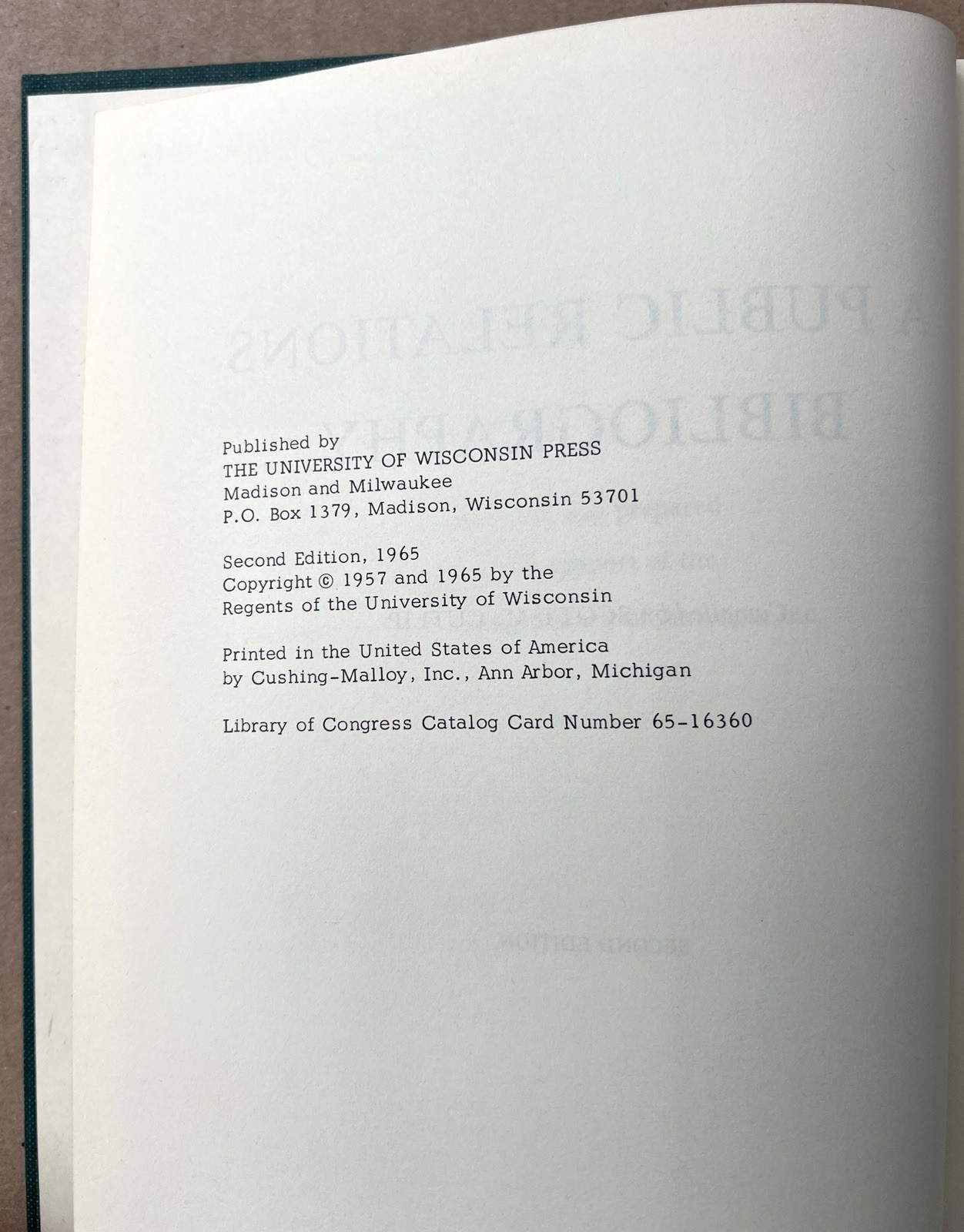 A Public Relations Bibliography 1965 SM Cutlip Journalism History Reference