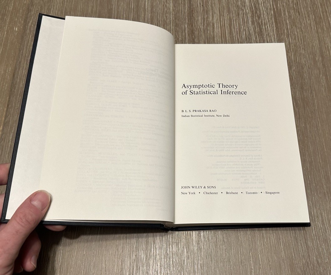 Asymptotic Theory of Statistical Inference by B.L.S. Prakasa Rao 1987 HC