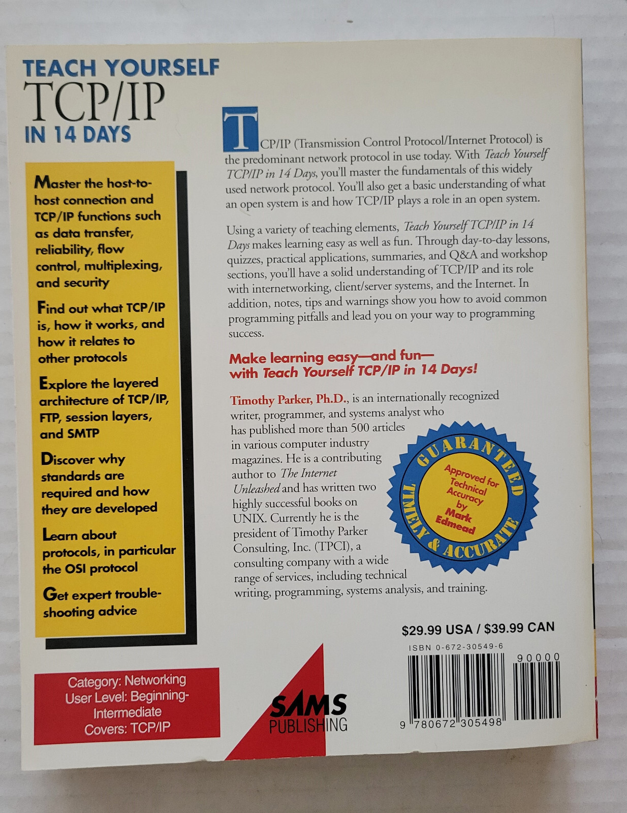 Teach Yourself TCP/IP in 14 Days-Sams Publishing-Paperback-excellent condition