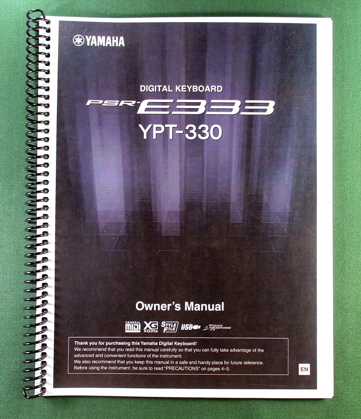 Yamaha PSR-E333 YPT-330 Instruction Manual: 76 Pages & Protective Covers!