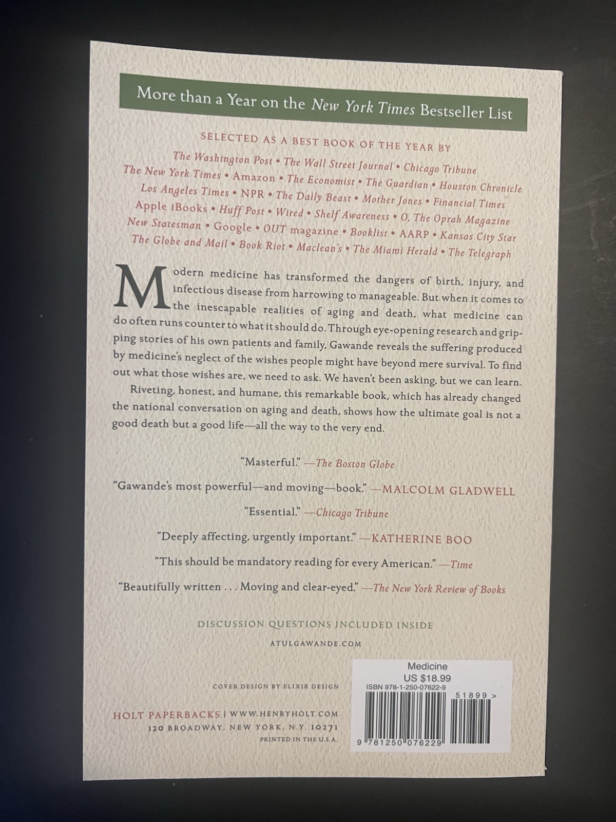 ‘Being Mortal: Medicine & What Matters in the End’ by Atul Gawande (2017 PB)
