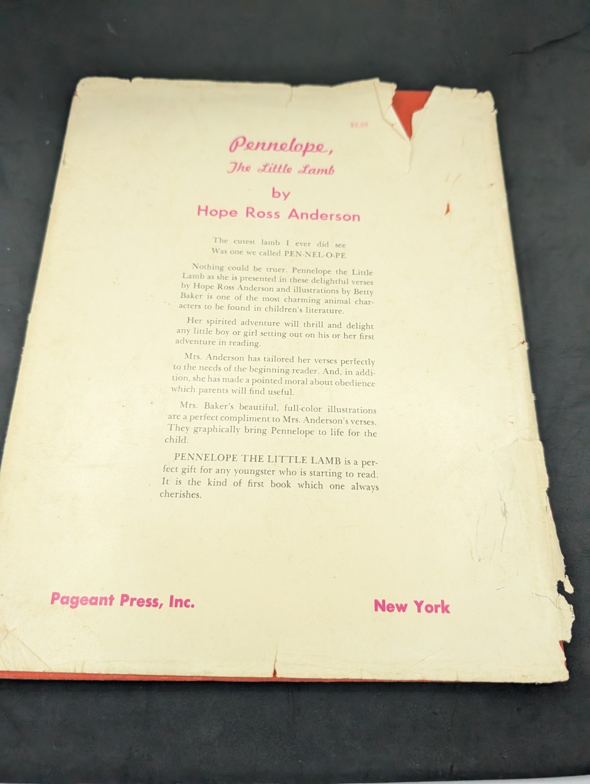 Book Penelope, The Little Lamb by hope Ross Anderson Signed 1964 1st Edition