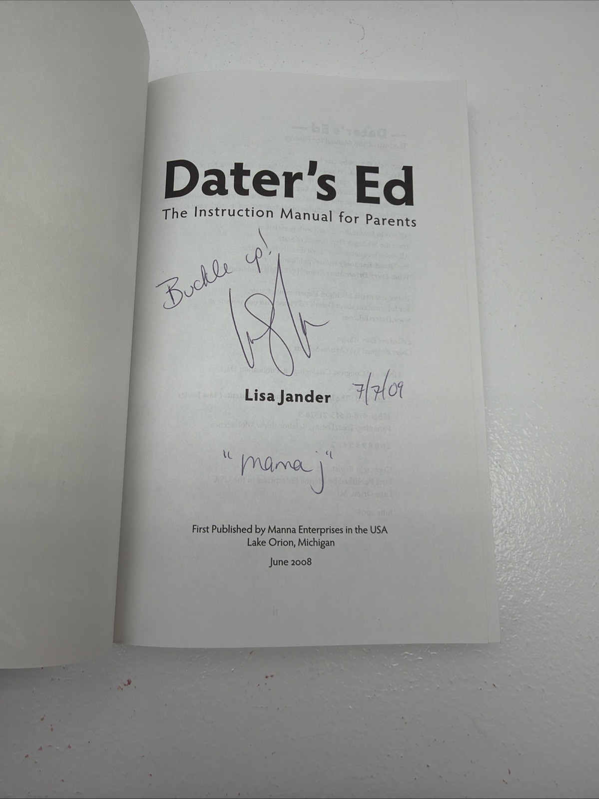 Dater’s Ed: The Instruction Manual for Parents (Signed Copy)