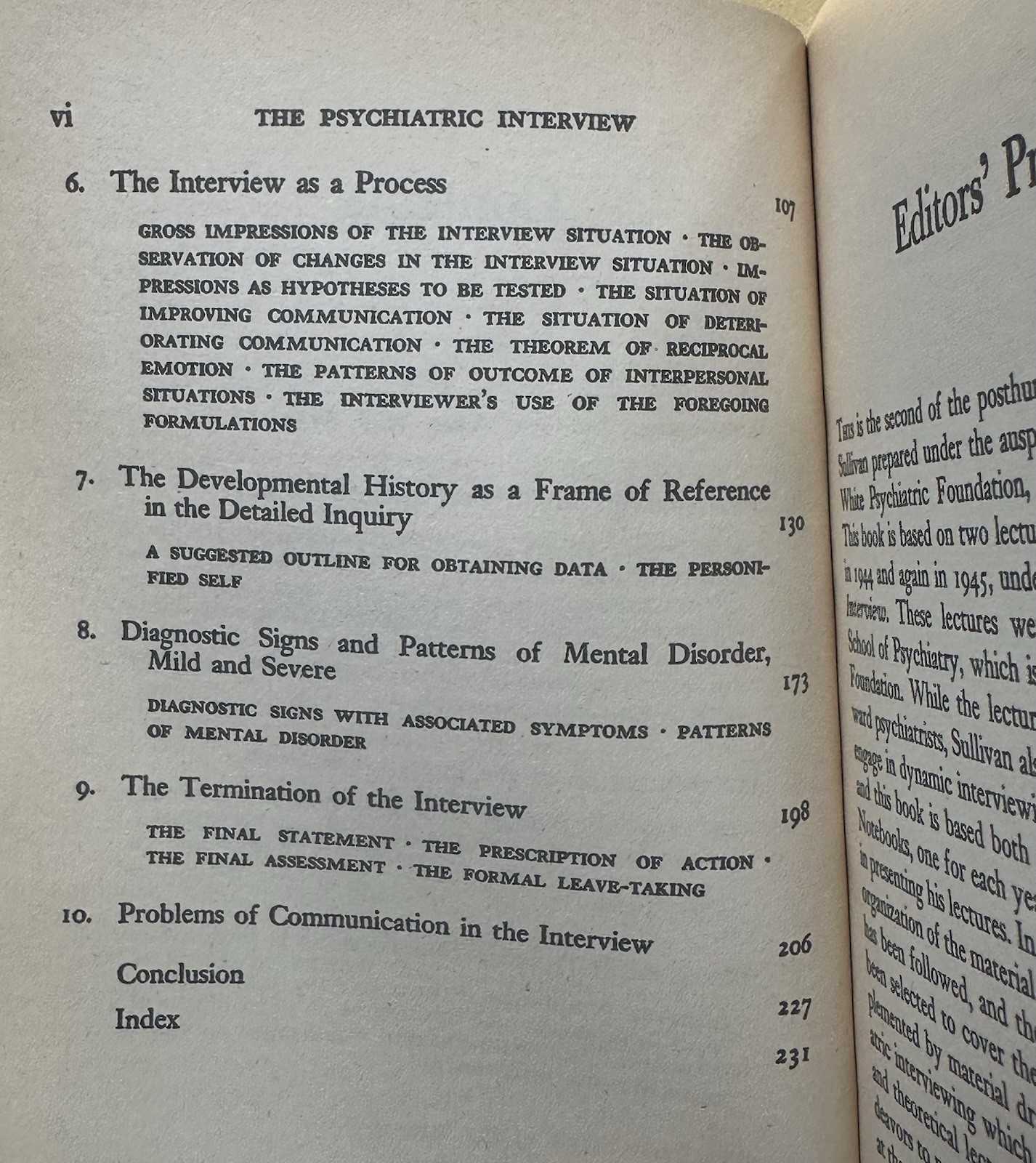 The Psychiatric Interview – Harry Stack Sullivan Paperback Book. Very Good Cond.