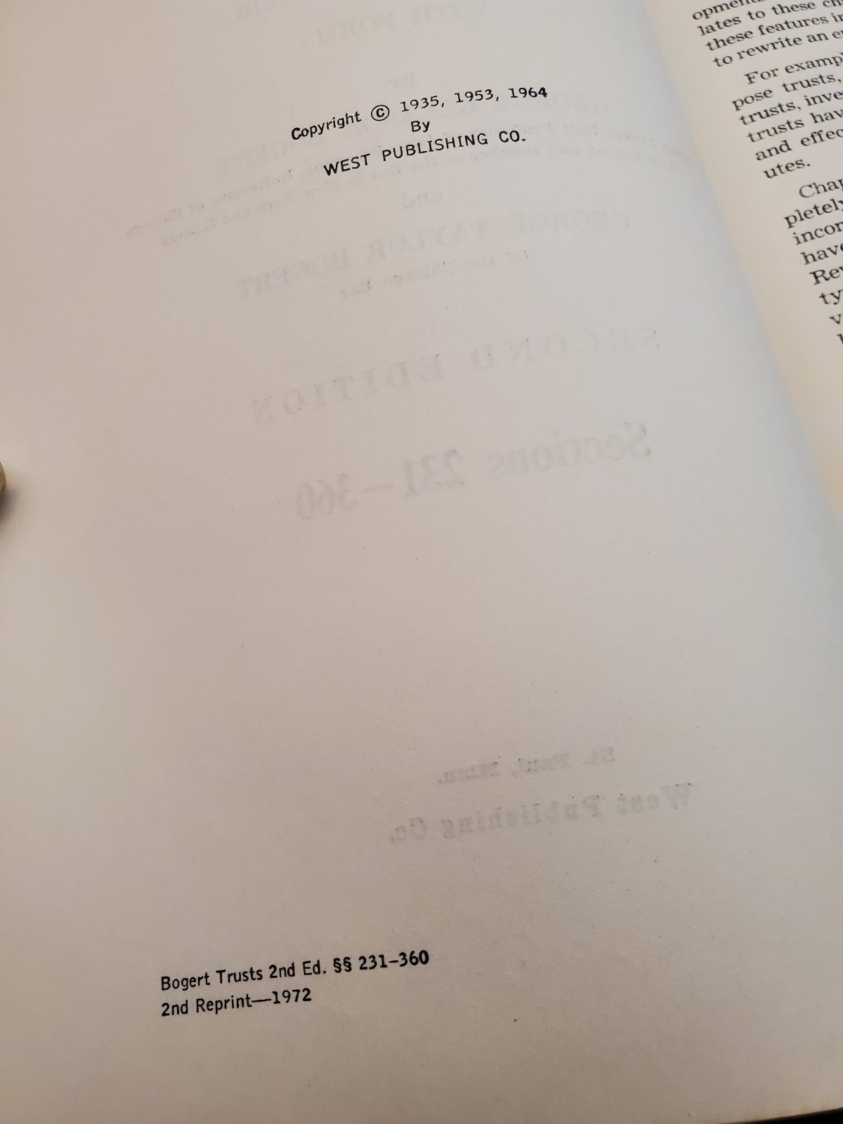 Bogert: The Law of Trusts & Trustees 2nd Ed. Vol. 231–360 (1972 Reprint) + 1976
