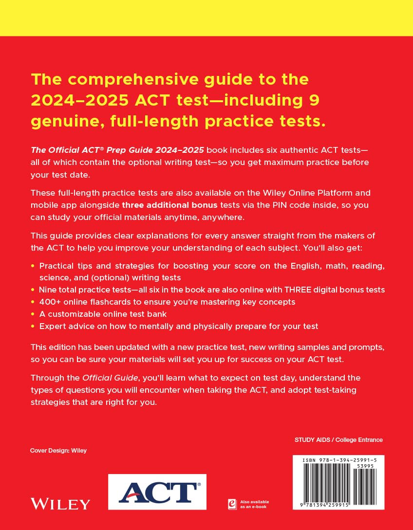 The Official ACT Prep Guide 2024-2025: Book + 9 Practice Tests + 400 Digital Fla
