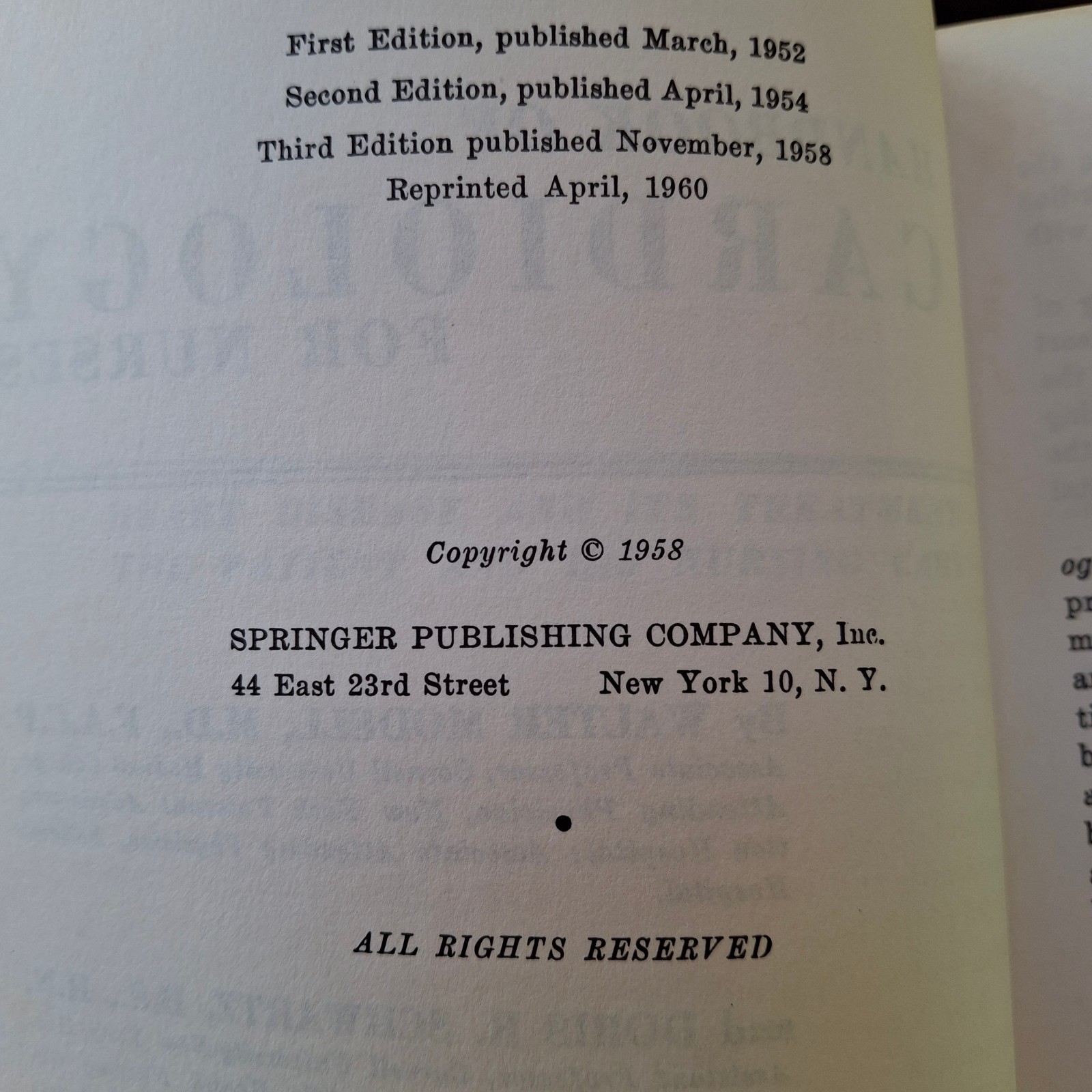 Handbook of Cardiology for Nurses 3rd Edition 1958 Springer Publishing