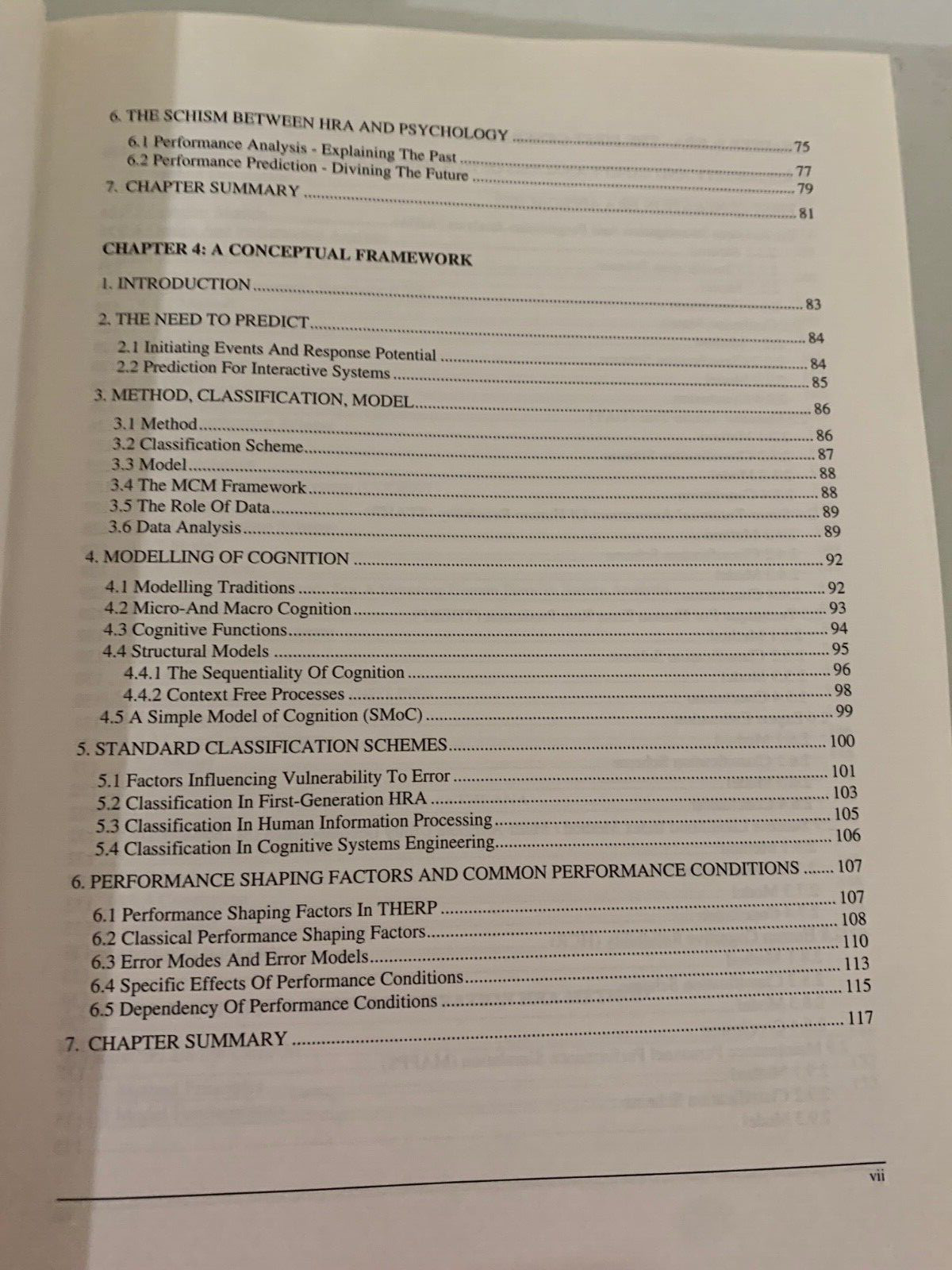 Cognitive Reliability and Error Analysis Method (CREAM) by E. Hollnagel; VG