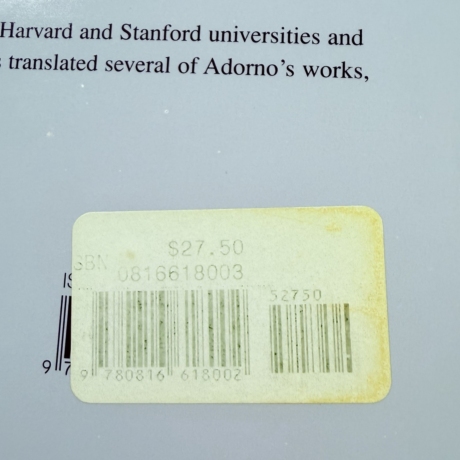 Aesthetic Theory Theodor W Adorno PB THL 88 Univ Minnesota Press 2008