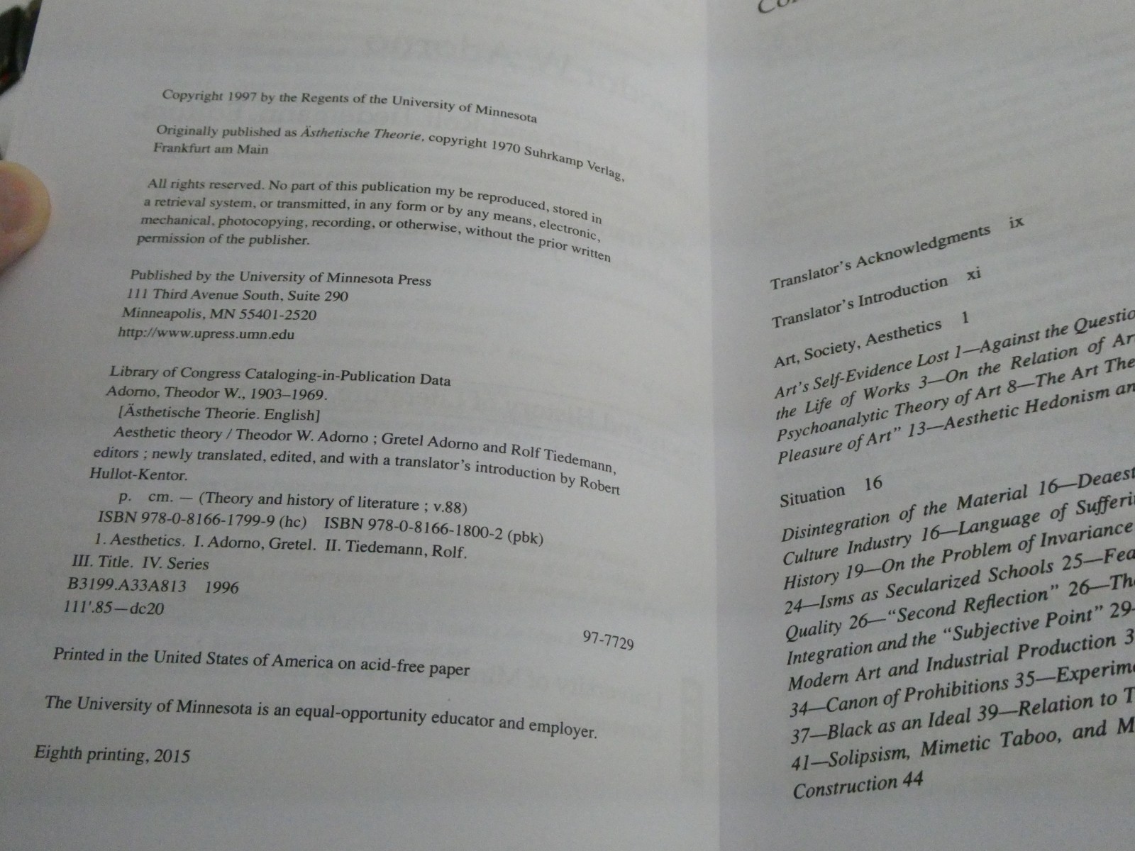 Aesthetic Theory Volume 88 Theory and History of Literature by Theodor W. Adorno