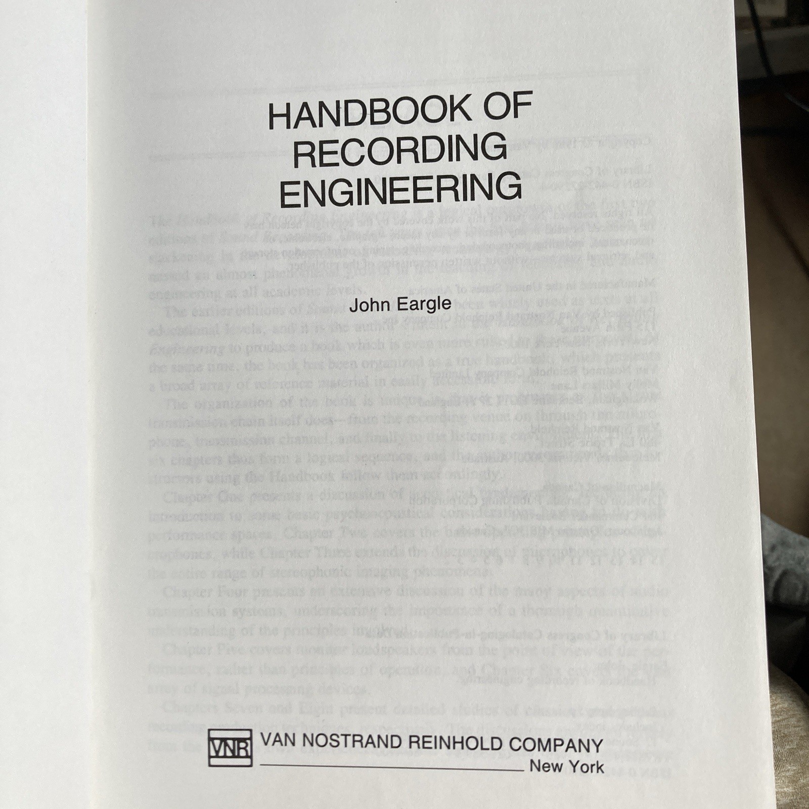 Handbook of Recording Engineering Hardcover, by John M. Eargle