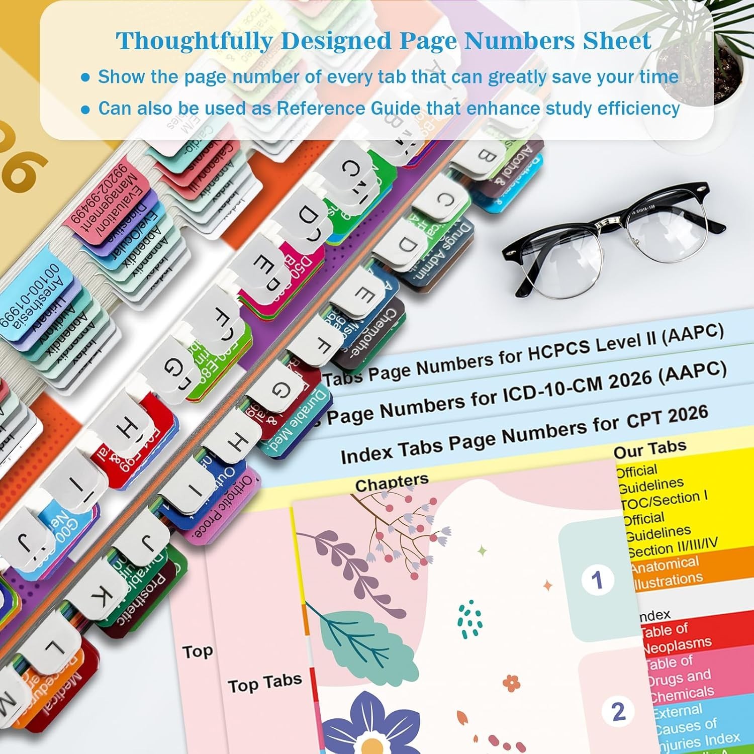 Index Tabs Set for CPT 2026, ICD-10-CM 2026 AAPC Version & HCPCS Level II 202…