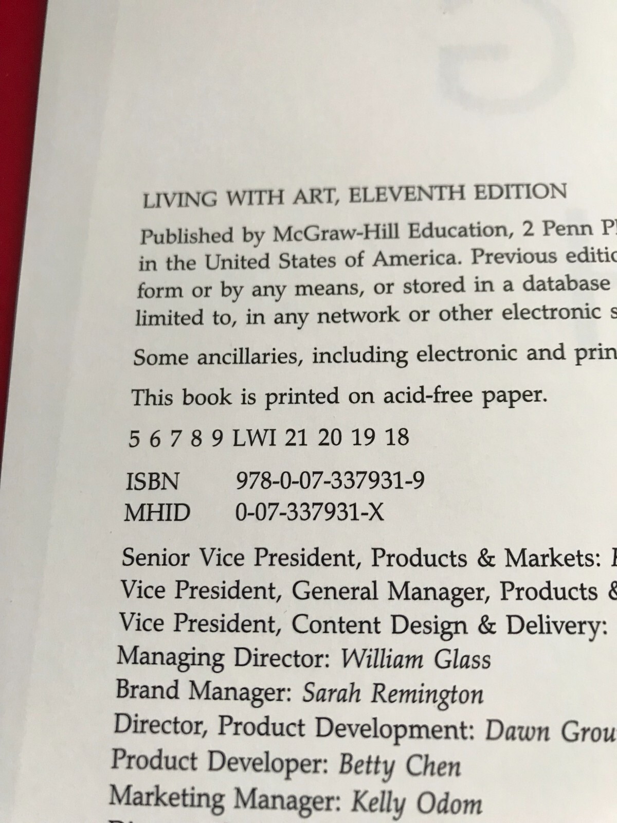 Living With Art Eleventh Edition Special Binder-Ready Version ISBN # 97800733793