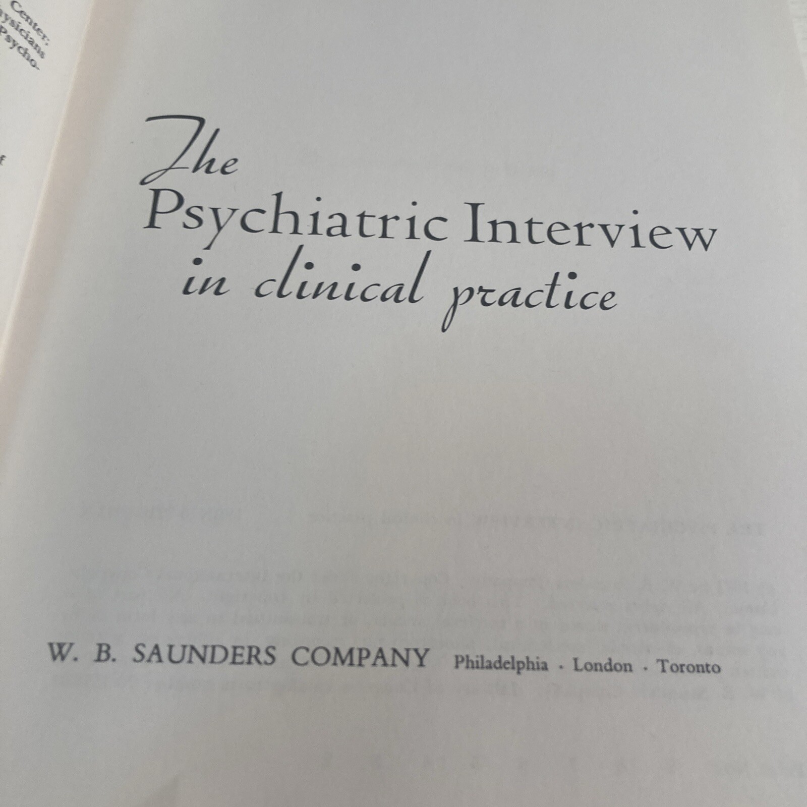 The Psychiatric Interview In Clinical Practice Hardcover Book 1971 By Mackinnon