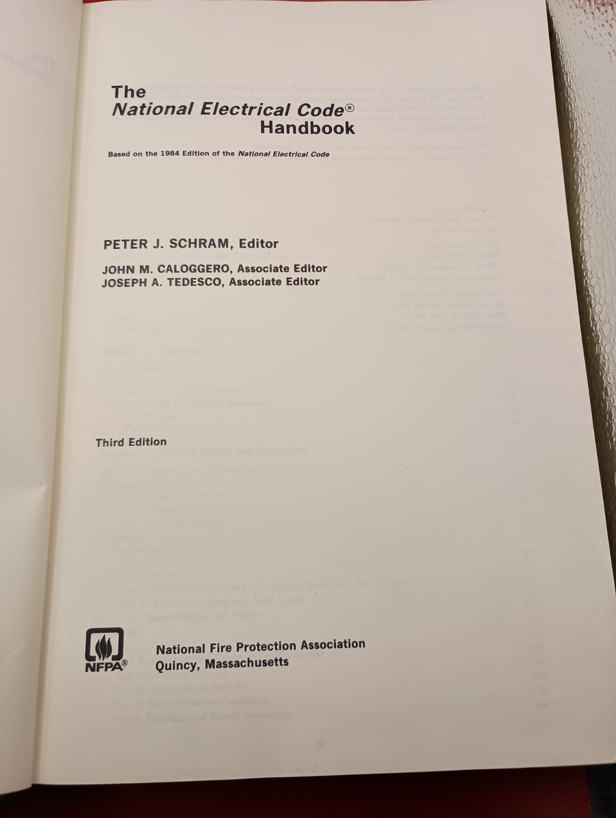 The National Electrical Code Handbook 1984 Hardback Book 3rd Edition Schram NEC