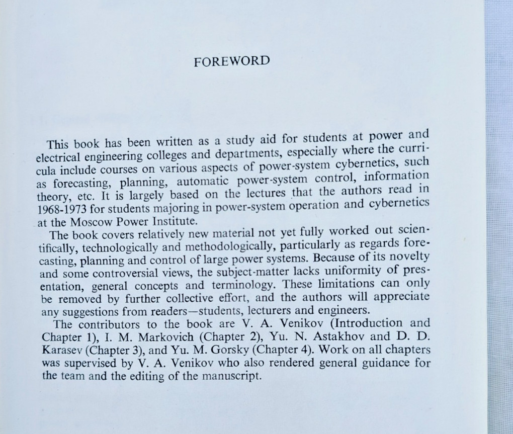 Electric Power Systems: Cybernetics in Electric Power Systems by V. A. Venikov