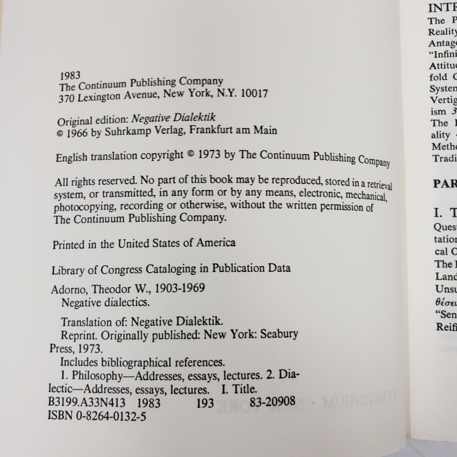 Negative Dialectics by Theodor W. Adorno (1981, Trade Paperback)