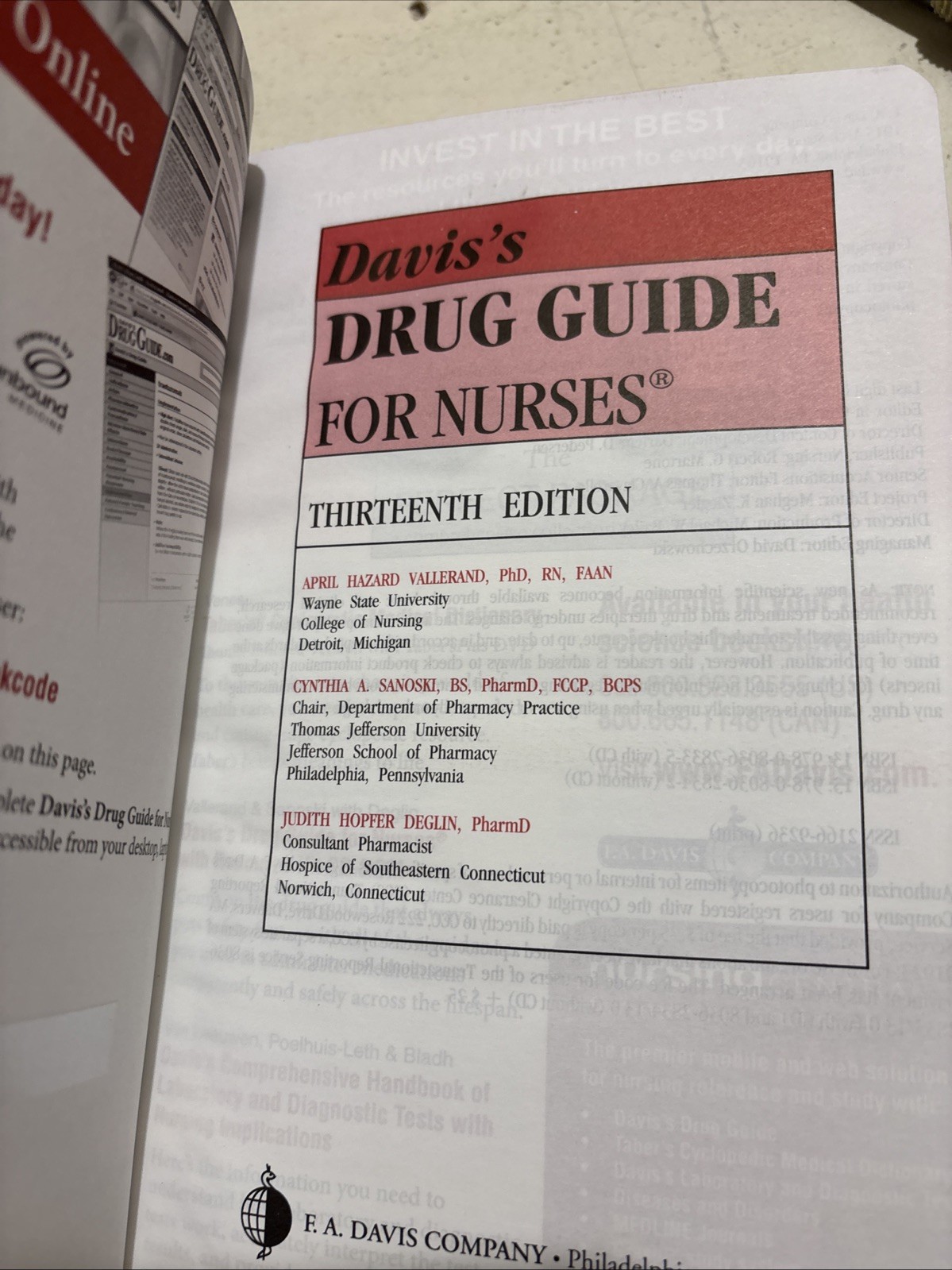 Davis’s Drug Guide for Nurses by April Hazard Vallerand, Judith Hopfer Deglin…