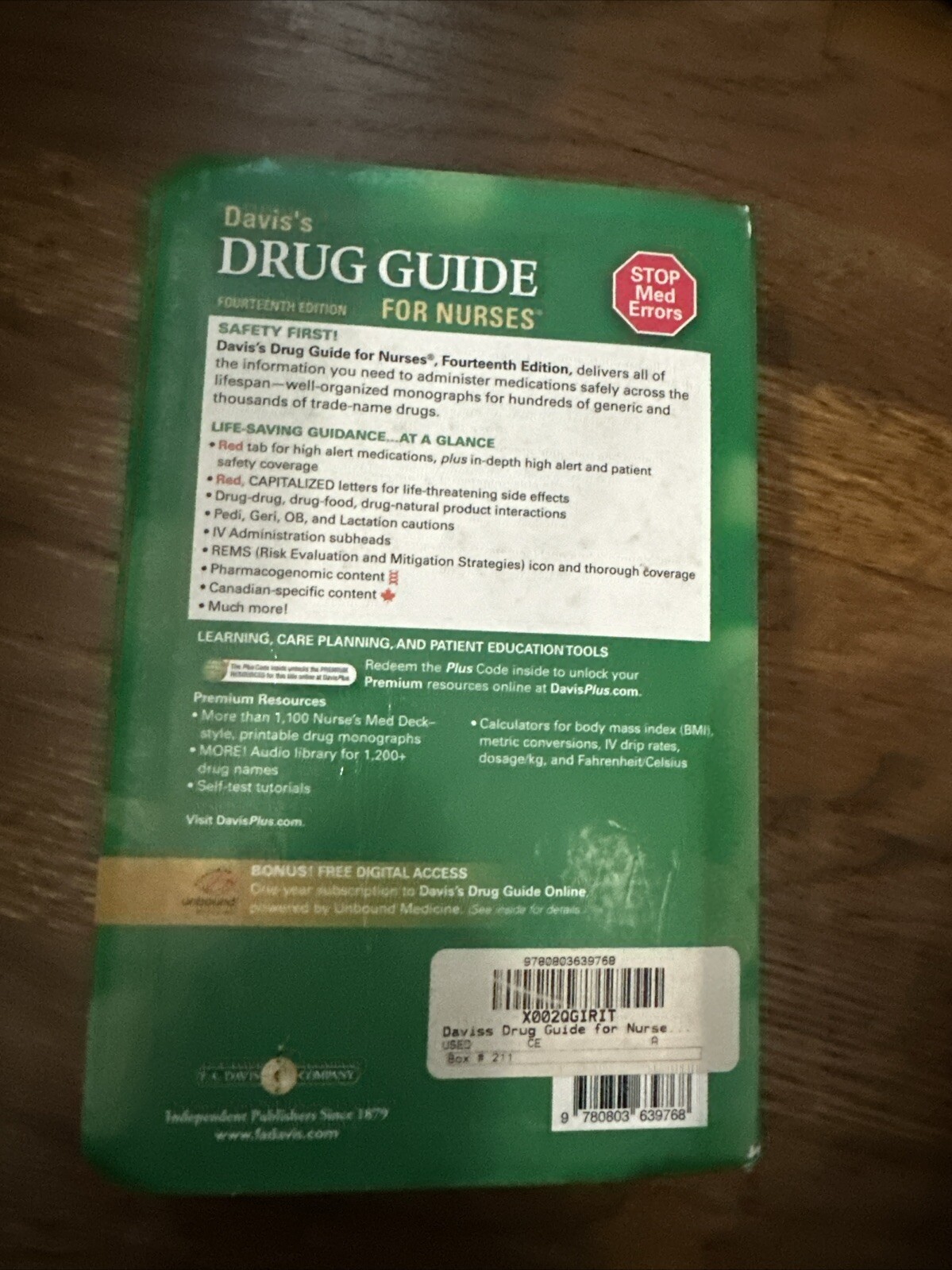 Davis’s Drug Guide for Nurses Canadian Version by April Hazard Vallerand and…