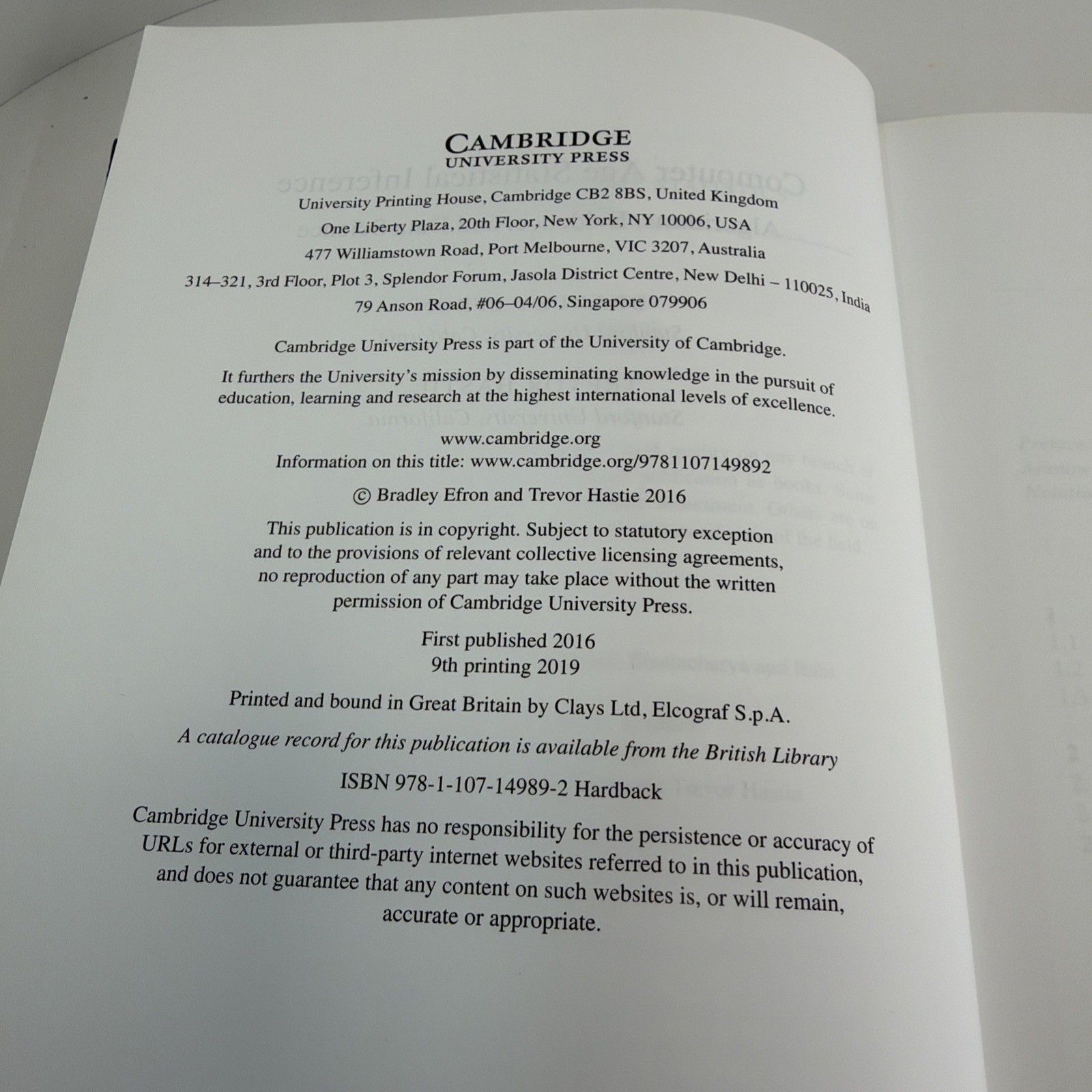 Computer Age Statistical Inference: Algorithms, Evidence, and Data Science HCDJ