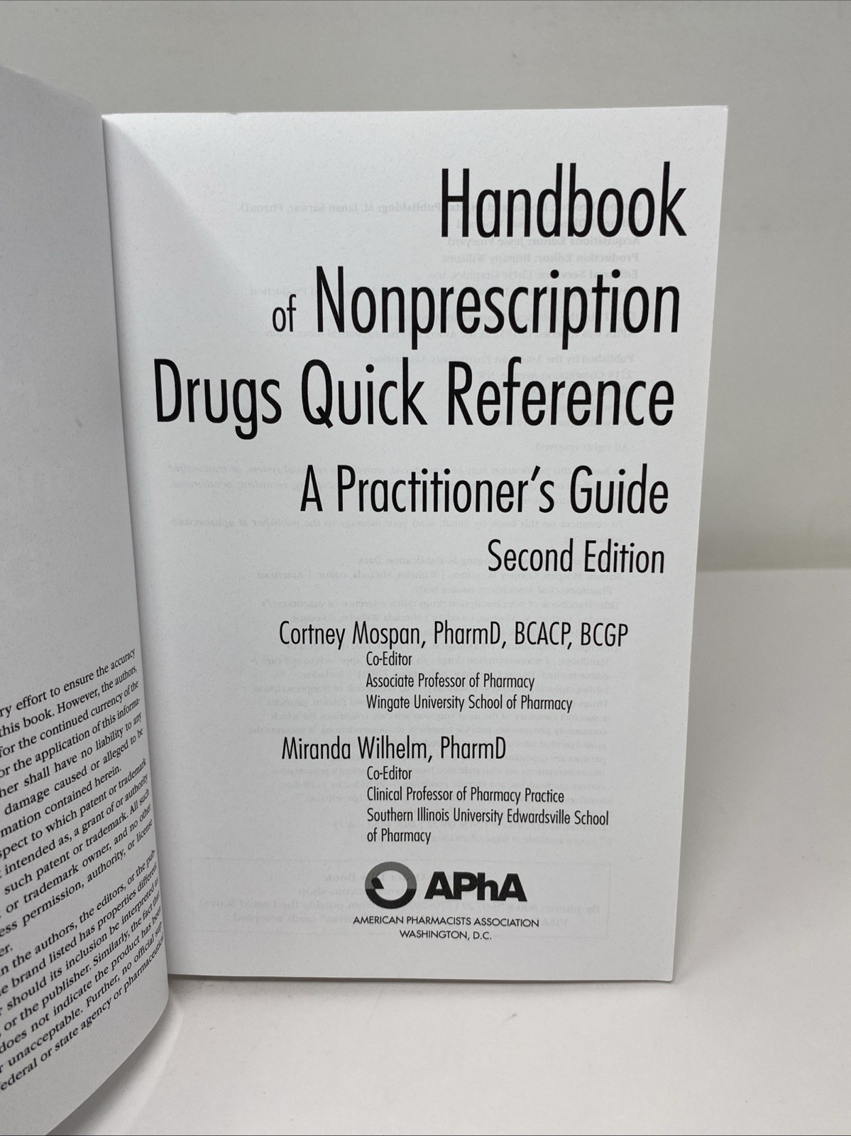 Handbook of Nonprescription Drugs Quick Reference A Practitioner’s Guide 2nd Ed