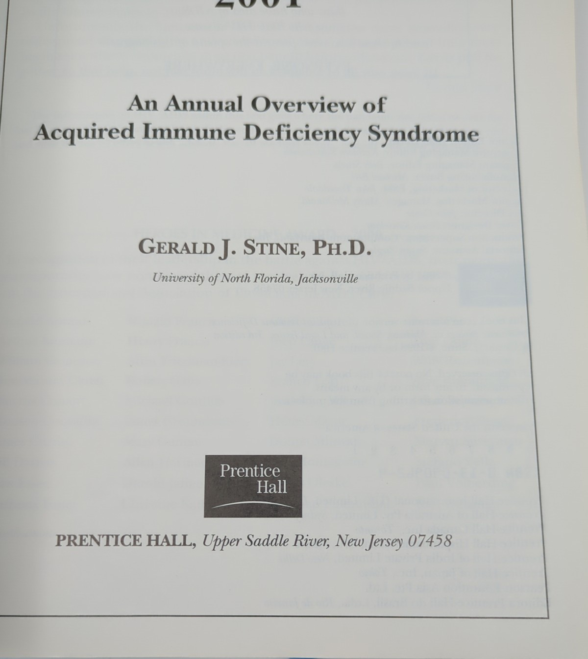 Book AIDS Update 2001 By Gerald J Stein Prentice Hall