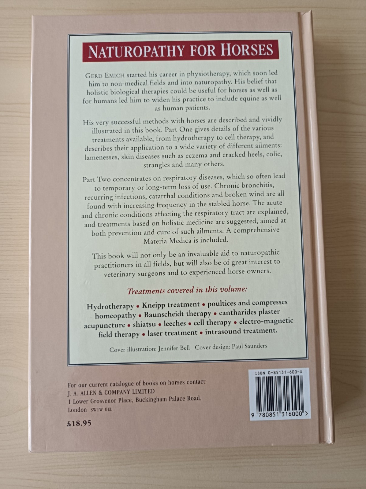 Naturopathy for Horses by Gerd Emich. Like new condition