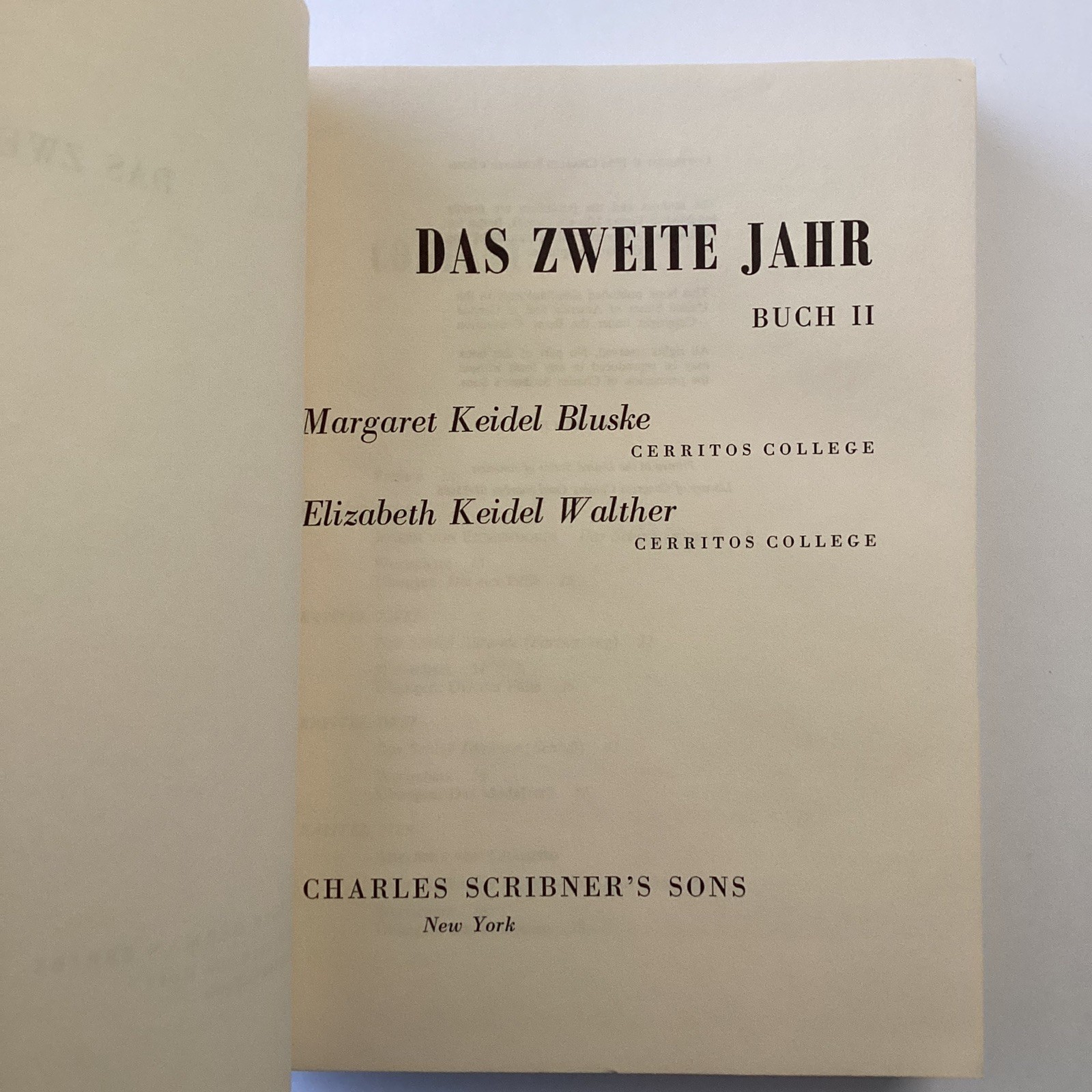 Das Zweite Jahr Buch II By Margaret Bluske 1975 Scribner German Series HC
