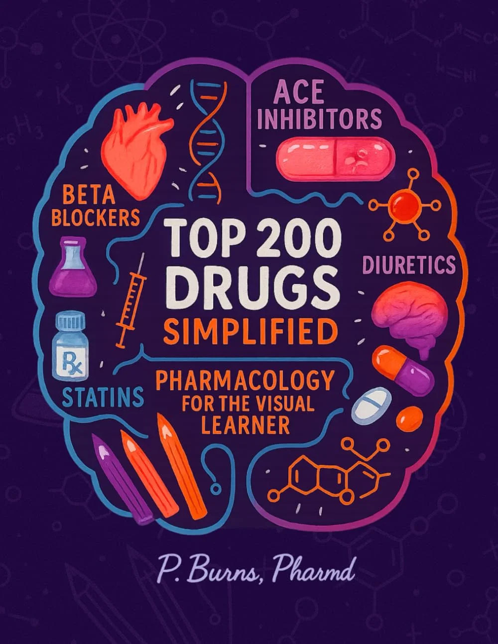 Top 200 Drugs Simplified: Pharmacology Coloring Book & Study Guide: Over 300+ pa